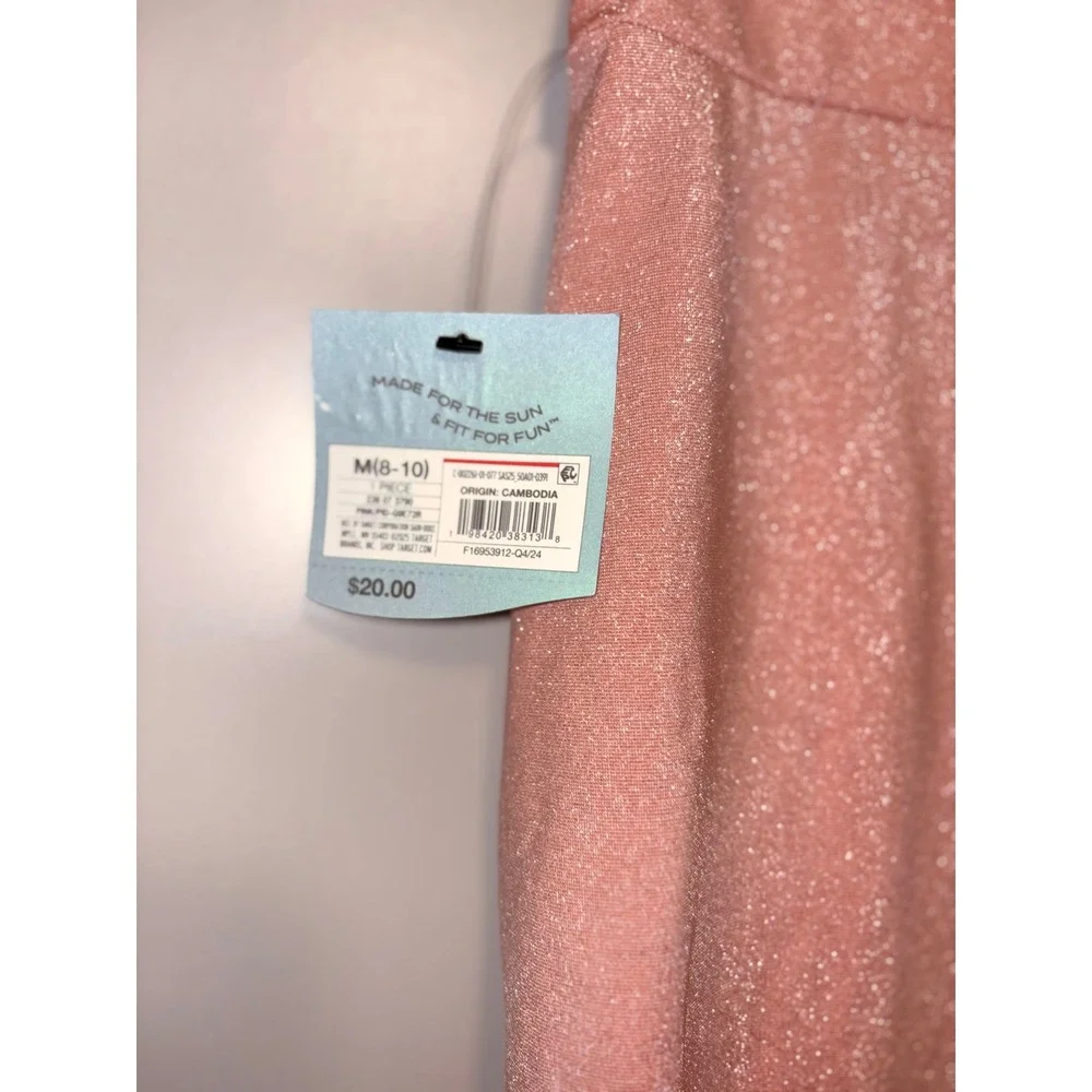 Shade & Shore Metallic‎ Peach Pink Twist Front Swim Sarong Cover Up Skirt Medium